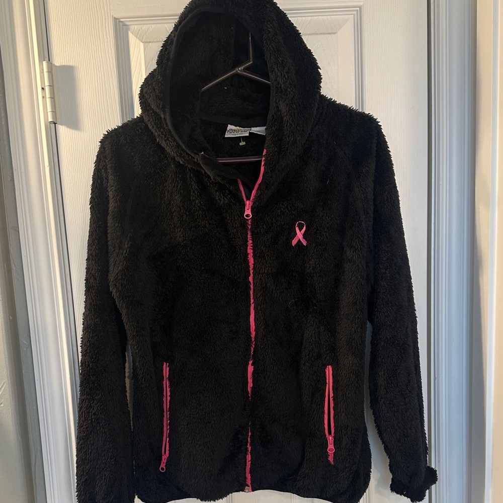 Black Fleece Hoodie with Breast Cancer Awareness BCA Pink Accents